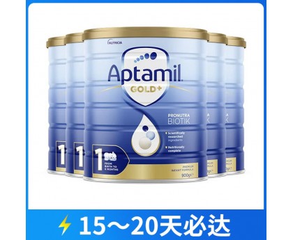 【快线】【新西兰直邮包邮】Aptamil 爱他美 金装1段 900克x6罐/箱（0-6个月）【新旧包装混发】【收件人身份证必须上传】【新疆、西藏、内蒙古、青海、宁夏、海南、甘肃，需加收运费】